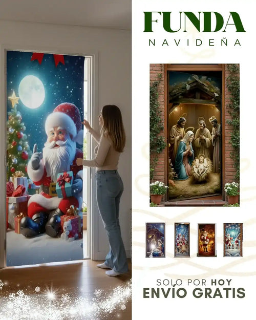FUNDA NAVIDEÑA PARA PUERTA
